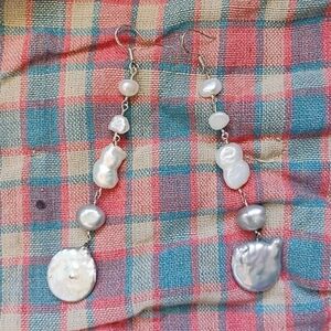 XXL Pearl Chain Earrings - Sterling Hooks